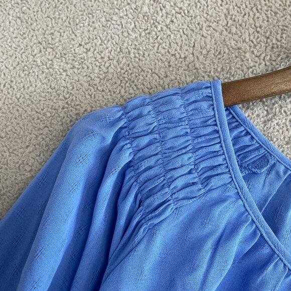 NEW Jessica Simpson XXL Blue Textured Long Sleeve Blouse Chiffon Blouse - Picture 10 of 11